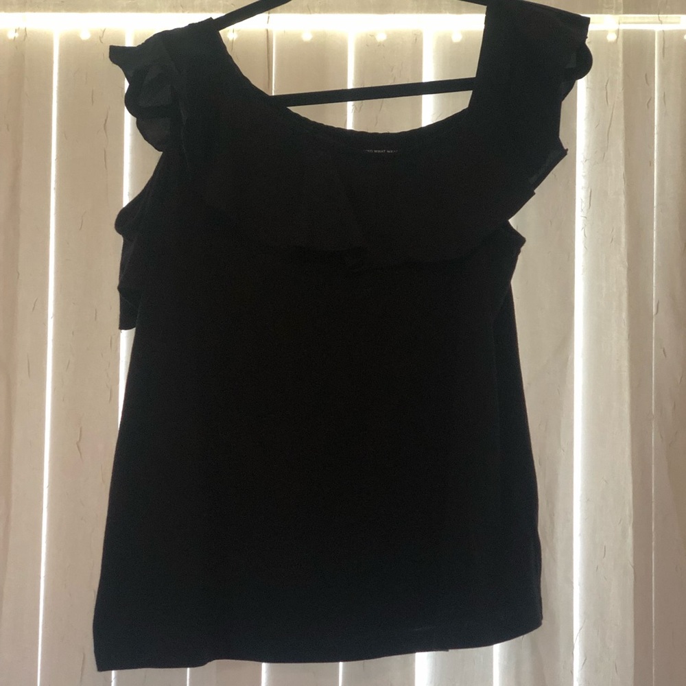 Who what wear. Large, black, one shoulder top.